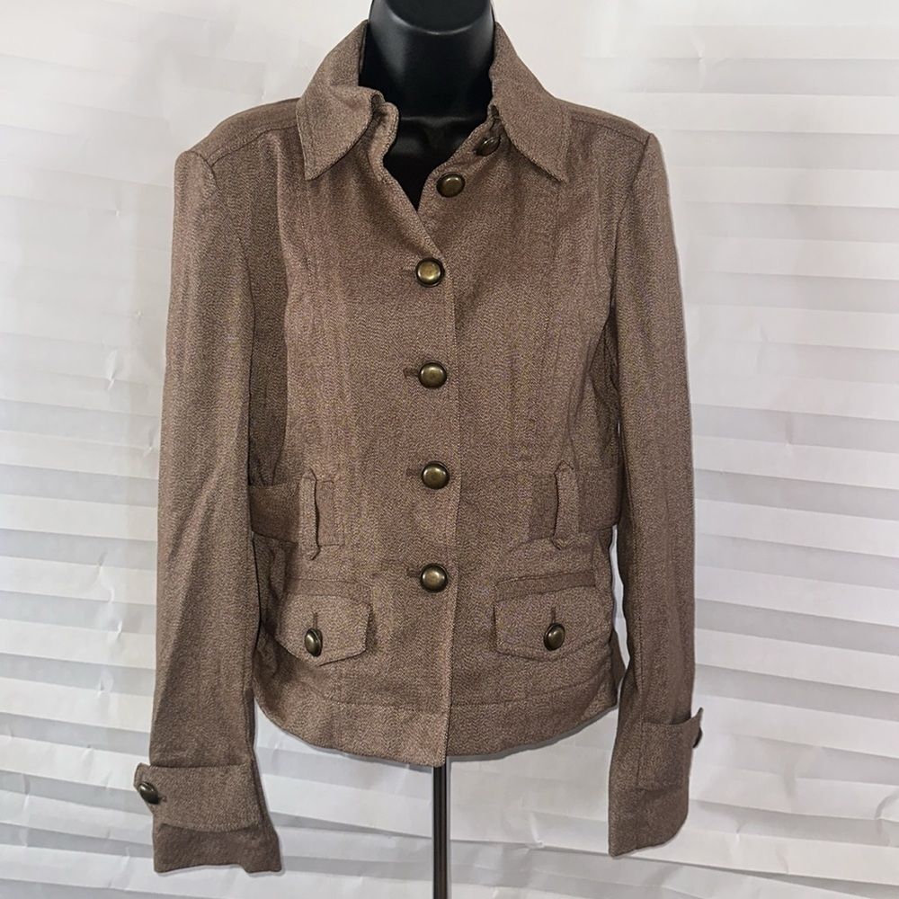 Michael Kors Brown & Beige Jacket – Mini Herringbone Pattern Size S/P